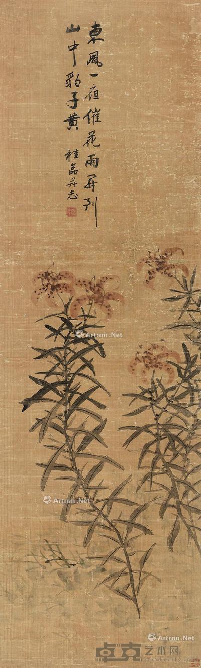  东风一夜催花雨 立轴 设色绢本 138.5×41cm
