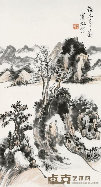  山水小景 屏轴 设色纸本 75×40cm