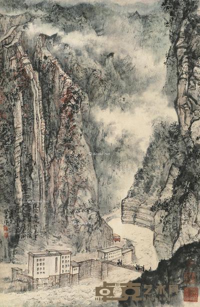  1983年作 不信人间行路难 立轴 设色纸本 67×43.5cm