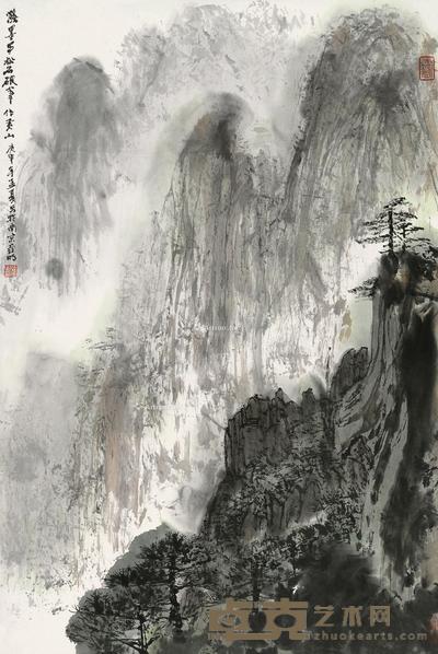  1980年作 黄山松 立轴 设色纸本 67.5×45cm