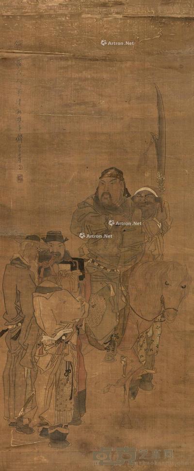  人物故事 立轴 设色绢本 104×42cm