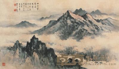  1968年作 山光云影 镜片 水墨纸本 50.5×90.5cm