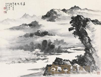  1969年作 嘉陵帆影 横披 水墨纸本 47×61cm