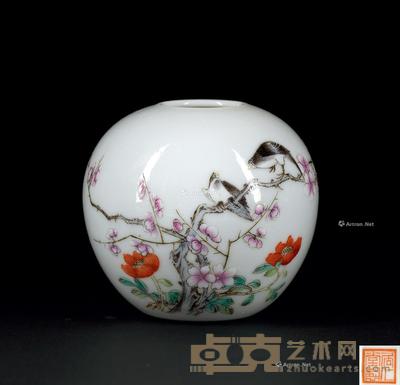民国 粉彩喜上梅梢纹水盂 高6.5cm