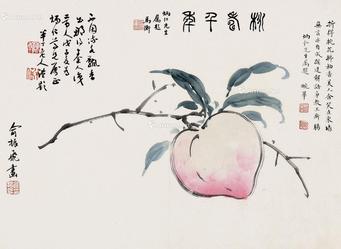  寿桃 镜心 设色纸本