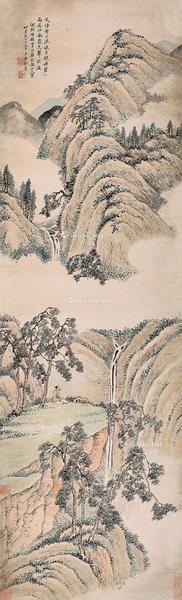  山水 立轴 设色纸本