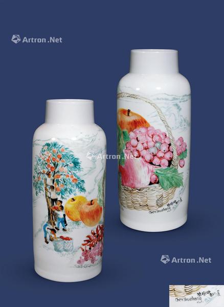  釉上彩 瓷瓶