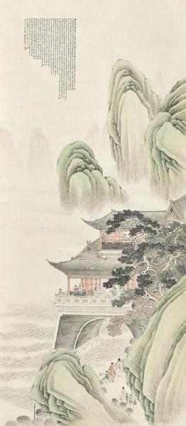  滕王阁 立轴 设色纸本