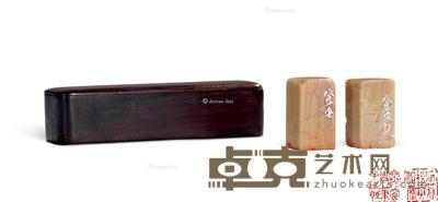 * 民国 韩登安泰石对章 高2.6cm;1.5×1.5cm