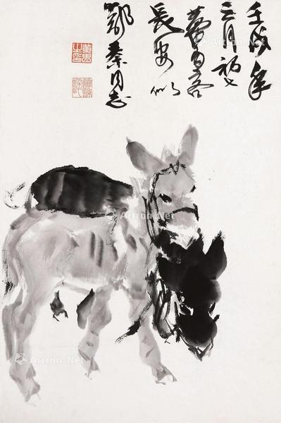  墨驴图 镜心 水墨纸本