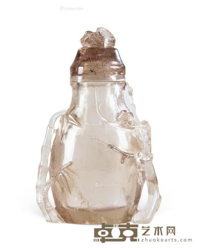  清 水晶松竹梅纹盖瓶 高17cm