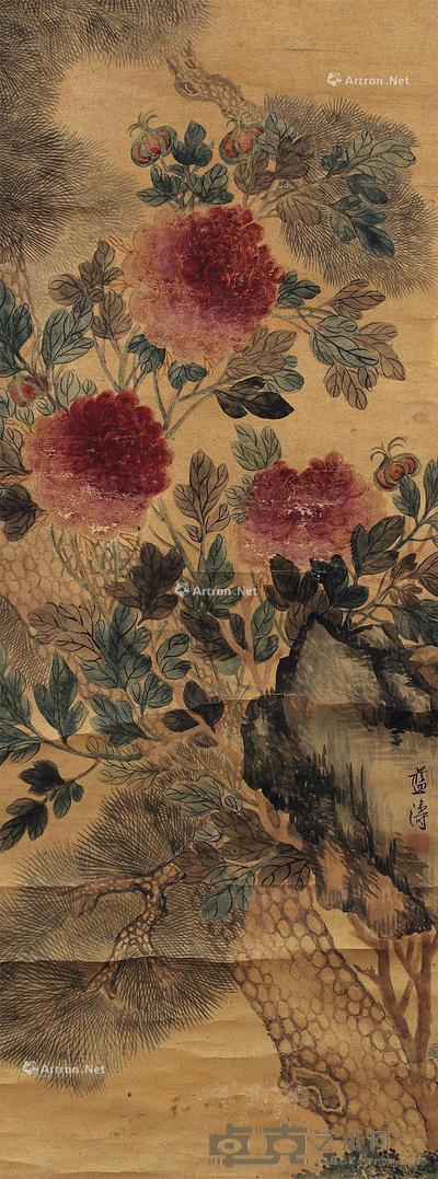  花卉 轴 设色笺本 83×31cm