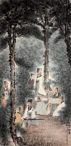  竹林七贤 立轴 纸本