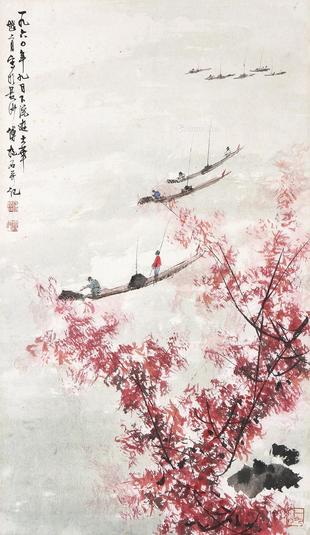  橘子洲头 镜心 设色纸本