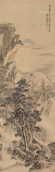  1543年作 山水 轴 设色纸本