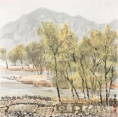 山水 镜心 设色纸本 50×50cm