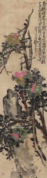  花卉 挂轴 设色绢本