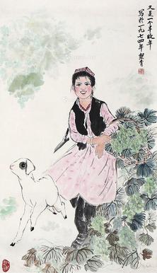  人物 挂轴 设色纸本