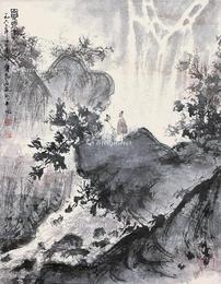  夏泉图 镜片 纸本