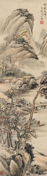  山水 立轴 设色绢本