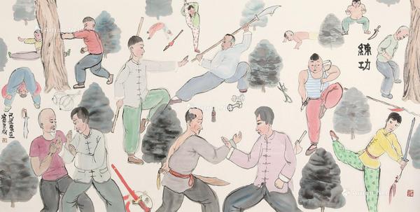  2009年作 练功 设色纸本