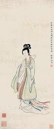  仕女 镜片 绢本
