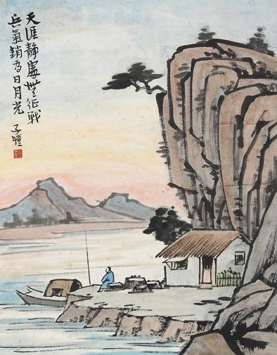  山水人物 镜心 设色纸本