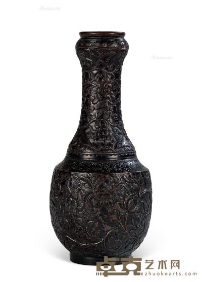 * 清雍正、乾隆 铜松鼠葡萄纹瓶 高15.8cm；重620g