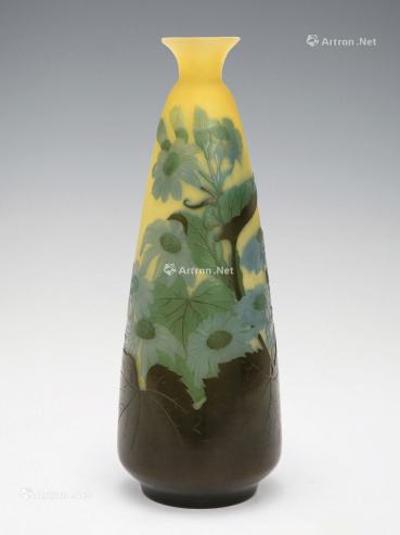  cir.1904-31 瓜叶菊纹花瓶 套色法 酸蚀雕刻法