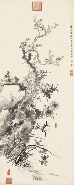  1880年作 三清图 立轴 水墨纸本