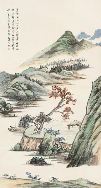  浮峦暖翠图 立轴 设色纸本