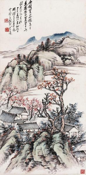  山水 挂轴 设色纸本