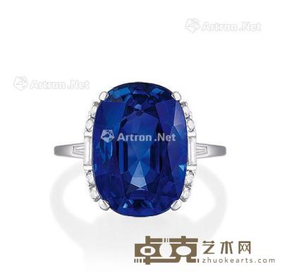  11.63克拉 天然「缅甸」蓝宝石 配 钻石 戒指，未经加热 --