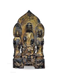  西魏 青铜鎏金背屏式佛教三尊像