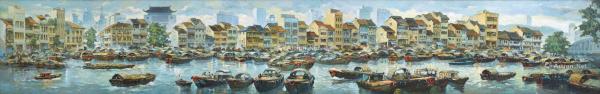  1961～1983年作 新加坡河 油彩 画布