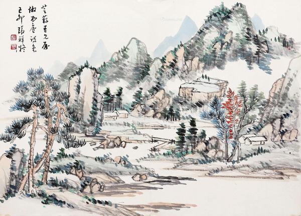  山水（潘惠上款） 镜心 设色纸本
