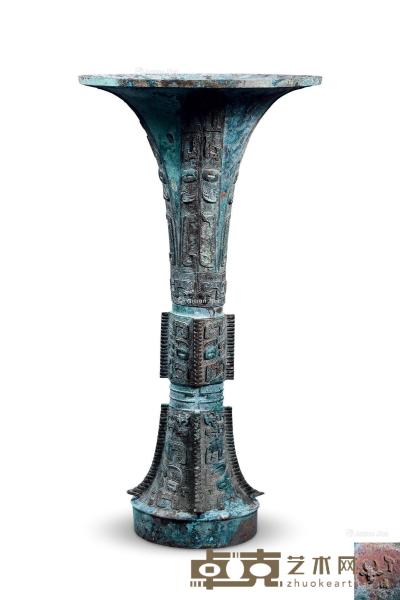  商晚期 青铜饕餮纹觚 高33cm