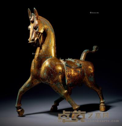  西汉 铜鎏金奔马 高45cm；长45cm