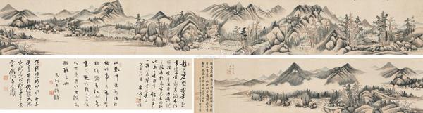  明 1619年作 溪山远眺 手卷 设色纸本