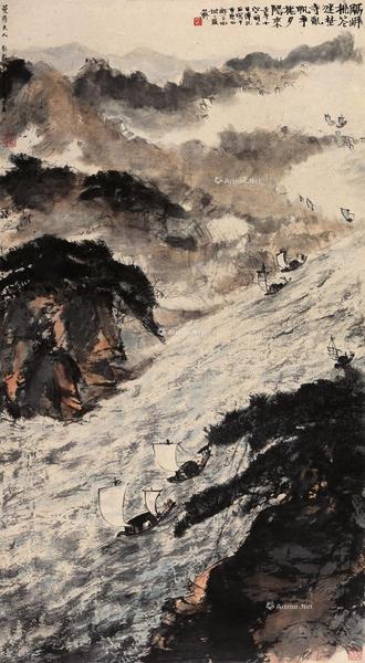  壬午（1942年）作 石涛诗意图 立轴 设色纸本