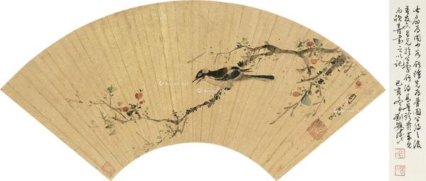  花鸟 扇面 泥金纸本