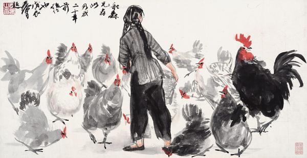  大吉图 镜框 设色纸本
