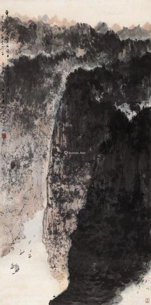  1962年作 杜甫诗意 立轴 设色纸本