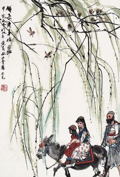  1974年作 吐鲁番风情 立轴 设色纸本