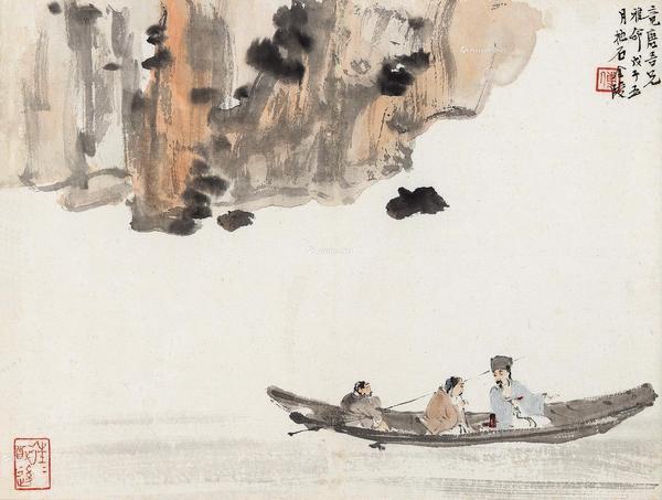  戊子（1948年）作 赤壁游 镜心 设色纸本
