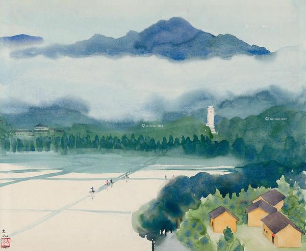  1977年作 井冈山茨坪 纸本 水彩