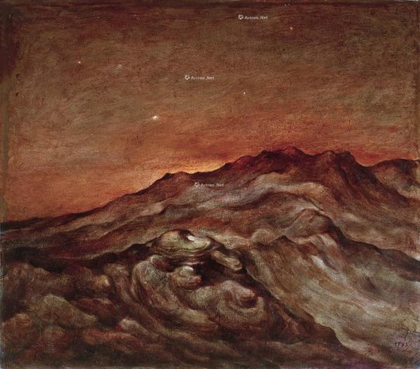  1985年 天地系列之荒山之晨  布面 油画
