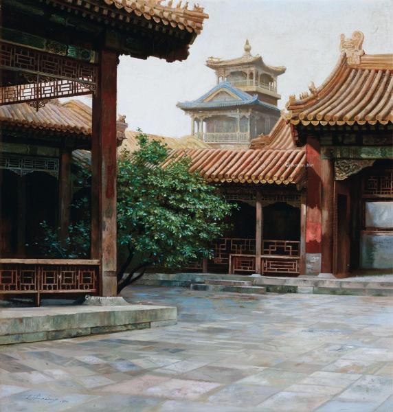  1990年 皇家庭园  布面油画