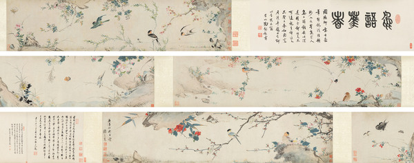  1600年作 鸟语花香卷 手卷 设色纸本