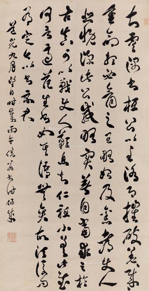  丙午（1846年）作 草书临《破羌帖》 立轴 水墨纸本